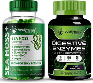 WELLNESS LABSRX Digestive Enzymes Capsules with Sea Moss Gummies - Bundle