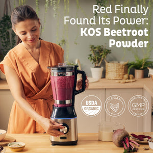 KOS Organic Beet Root Powder, USDA Organic - Natural Nitric Oxide Booster, Superfood Plant Based Beetroot Antioxidant, Supports Active Lifestyle & Healthy Circulation, Soy & Gluten-Free - 90 Servings KOS buy supplements Au