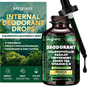 Chlorophyll Liquid Drops – Body Deodorizing Supplement for Women & Men – Detox, Energy & Skin Health Support– Vegan, Non-GMO, 2 Fl Oz