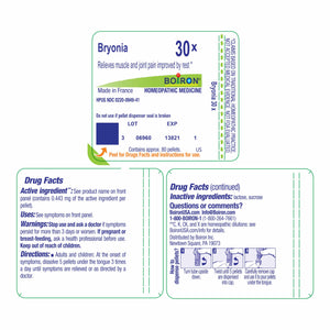 Boiron Bryonia 30X Homeopathic Medicine for Muscle & Joint Pain - 80 Pellets BoironBuy Supplements Australia
