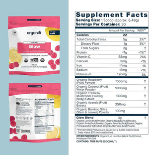 Organifi Glow - Vegan Collagen Powder for Women - Organic Flavored Water Ingredient, 30 Servings