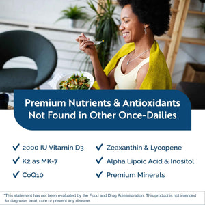 Researched Nutritionals Physician's Daily + D3 Supplement - Daily Multivitamin for Men and Women with Vitamin D3 2000iu