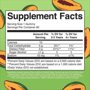MARYRUTH'S Fiber Gummies for Kids - 2 Month Supply - Sugar Free - Soluble Fiber Supplement - Gut Health & Digestion Support