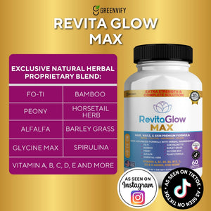 GREENVIFY RevitaGlow Max Hair, Nails & Skin Premium Formula, 60 Capsules, 30-Day Supply, with Biotin, Vitamins A, B1, B5, B6, B12, C, D3, E (1) GREENVIFYBuy Supplements Australia