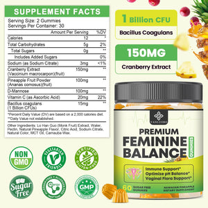 YANLUOBO Feminine Balance Probiotic Gummies - Women's Vaginal Health Support | PH Balance & Odor, Flora, Immune Support | Probiotics for Women, Vegan Pineapple Flavor, 60 Count YANLUOBOBuy Supplements Australia
