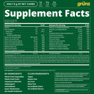 Gruns Adults Super Greens Gummies, Multivitamin Superfood Gummy Bears, Spirulina, Chlorella, Prebiotics & Fiber Gummies for Digestive Health, Adaptogens Supplement, 20 Vitamins & Minerals, 10 Count Grüns buy supplements Au