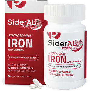 SiderAL Forte Iron Supplement Clinically Proven to Increase Levels Without Side Effects | Sucrosomial High Absorption Gentle Iron Pills for Women and Men | Vitamin C | Anemia & Energy Support | 30 ct PHARMANUTRA buy supplements Au