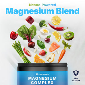 Vita Guard Magnesium Complex 1480mg - 10-in-1 with Glycinate, Citrate, Malate & More - High Absorption - Sleep, Muscle, Nerve & Heart Support - 90 Vegan Capsules - Non-GMO, Gluten-Free, No Sugar