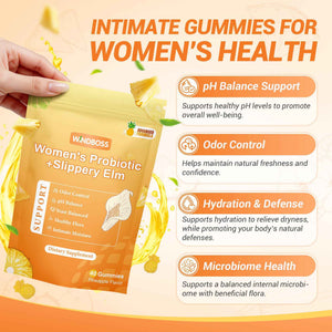 Her Juicy Womens Probiotic Gummies - Daily Feminine Care for Vaginal Health & Yeast PH Balance with Slippery Elm & Prebiotics - Supports Freshness & Balance - Individually Wrapped, 40 Gummies