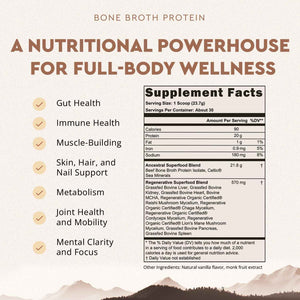 Ancestral Supplements Vanilla Protein Bundle & Frother Wand - Grass Fed Beef Organ Blend with 20g Protein, Gut Health Support & Organic Mushrooms, Rechargeable Electric Frother Wand (Double Whisk, Sta