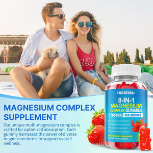 Magnesium Complex Gummies for Women Men 8 in 1, Magnesium Glycinate, Citrate, Malate, Taurate, Supports Bones, Muscle, Nerve Health, Sugar-Free, Vegan Non-GMO, Strawberry Flavor, 120 Count HUUAYAO buy supplements Au