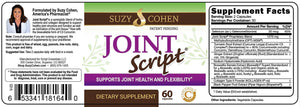 Suzy Cohen Joint Script Joint Support Supplement with Hyaluronic Acid, C3 Curcumin Turmeric Extract, MSM, Collagen Peptides, Ginger, and Boswellia for Maximum Flexibility, Tendon and Cartilage Health Script EssentialsBuy Supplements Australia