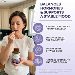 Hormone Balance for Women - Natural Mood Supplement - PMS Relief and Menopause Support - Featuring Clinically Studied KSM-66 Ashwagandha (90 Capsules)
