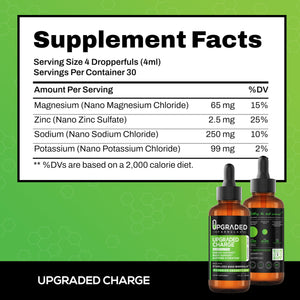 Upgraded Formulas Upgraded Charge Optimal Electrolyte Blend with Liquid Nano Minerals Dietary Supplement, 4 Fluid Ounces Upgraded FormulasBuy Supplements Australia