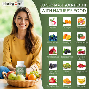 Fruits & Veggies Formula - 27 Premium Whole Foods - Organic Ingredients - Equals 3 Servings of Fruits & Vegetables - Improve Energy, Focus & Immune Function - Fiber - Antioxidants - 120ct (60 Serv) Healthy One buy supplements Au
