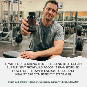 Wild Grass Fed Beef Organ Supplement for Men - Complete Ancestral Nutrition Complex with Beef Liver, Testicle, Prostate & Bone Matrix - Organ Meat Supplements - 30 Day Supply