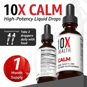 10X Health Calm Drops - 100mg, 2.03 Fl Oz - Gaba Supplements: 100mg L-Theanine, Calm & Stress Support, Natural Flavor, 2.03 Fl Oz