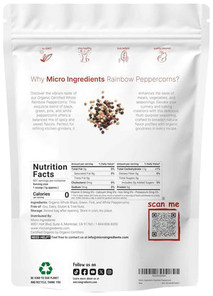Micro Ingredients Organic Whole Rainbow Peppercorns, 2lbs - Premium Whole Peppercorns for Grinder Refill - Great for Seasonings, Meats & Vegetables - Additive Free, Non-GMO, Bulk Supply