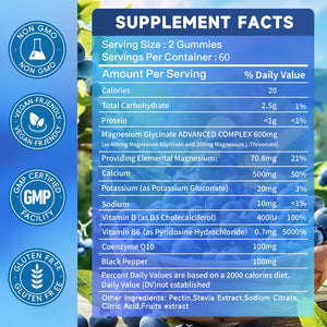 Nedtol Magnesium Glycinate Gummies 600mg, Sugar Free Magnesium Potassium Supplement for Adults with Magnesium L-Threonate, Vitamin D, B6,and CoQ10 for Sleep, Body Support and Relaxation,120 Count NedtolBuy Supplements Australia