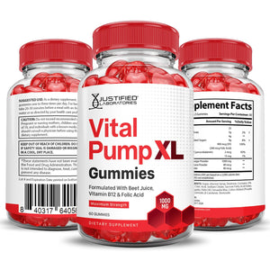 Justified Laboratories Vital Pump XL Performance Gummies 1000MG Advanced Formula Vital PumpXL Formulated with Beet Juice ACV Pomegranate Beet Powder B12 Vegan Non GMO 60 Gummys Justified LaboratoriesBuy Supplements Australia