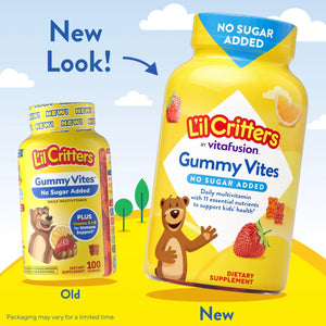 L’il Critters Gummy Vites No Sugar Added Daily Gummy Multivitamin for Ages 2+ Toddlers & Kids, Vitamin C, D3 for Immune Lil Critters