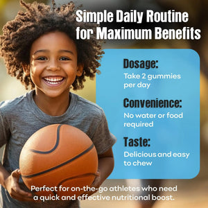 Youth Athletic Gummies – Kids Multivitamin Gummies with Essential Nutrients, Immune & Energy Support, Vegan & Gelatin-Free IMPACT