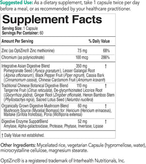 EcoNugenics EcoDigest Digestive Health Supplement - 60 Capsules- Digestive Support - Herbs, Medicinal Mushrooms & Enzymes