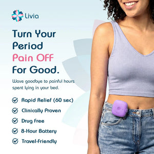 Livia Menstrual Pain Relief Device, Lavender โ Off-Switch for Period Pain โ Portable & Discreet โ Rechargeable, Up to 8 Hours Battery โ Complete Kit with Stick-On Pads โ The Go-to Travel Partner LiviaBuy Supplements Australia
