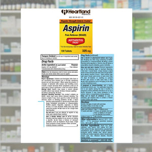 Heartland Pharma Aspirin 325mg Enteric Coated Tablets | Original Strength NSAID Pain Reliever & Fever Reducer | Joint Pain Relief for Arthritis | Child-Resistant Safety Cap | Made in USA | 100 Count Heartland PharmaBuy Supplements Australia