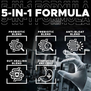DIGESTIVAL 5-in-1 Gut Health Formula: Probiotics, Prebiotics, Enzymes, Gut Healing & Bloat Relief with 53 Ingredients, 60 Billion CFU, and Advanced Support for IBS