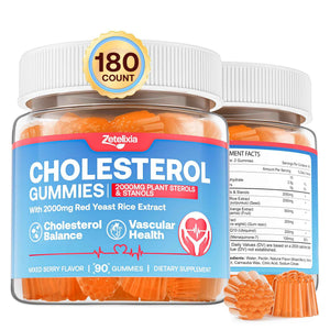 Cholesterol Lowering Supplements Gummies, Cholesterol Gummies with Plant Sterols & Stanols, Red Yeast Rice, Lower Cholesterol Naturally - Vegan, Non-GMO, Mixed Berry Flavor, 90Ct