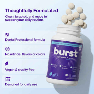 Burst Dental Probiotics (45 Count) | Oral Probiotics for Teeth and Gums | Immune System & Sinus Support | Promotes Upper Respiratory & Oral Health | Bad Breath