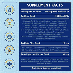 Probiotic 100 Billion CFU + 120 Billion CFU for Gut & Digestive Health, Vegan Acidophilus Probiotic Supplement