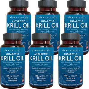 Viva Naturals Antarctic Krill Oil Omega 3 Supplements 1250 mg - DHA EPA Omega-3 & Astaxanthin Concentration for Joint Health, No Fish Burp - 60 Krill Oil Capsules
