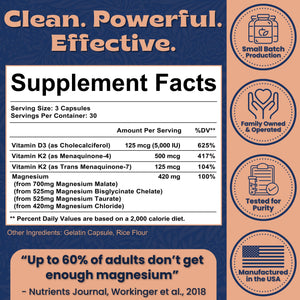 Local Nutrition Magnesium Complex 420mg with Vitamin D3 K2 - Four Bioavailable Forms Including Bisglycinate (Glycinate), Malate, Taurate, and Chloride for Superior Absorption - 90 Capsules Made in USA Local Nutrition buy supplements Au