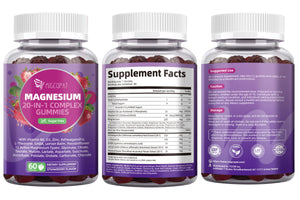 Migcopat Magnesium Complex Gummies, 20 in 1 Magnesium Gummy with Glycinate Citrate Malate Taurate - Ashwagandha, L-Theanine, D3&Zinc for Relaxation, Sleep, Muscle&Heart Support, Strawberry, 60 Cts Migcopat buy supplements Au