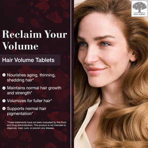 NEW NORDIC Hair Volume Tablets, 3000 mcg Biotin & Biopectin Apple Extract, Hair Vitamins to Support Natural Hair Growth, 90 Count (Pack of 1) NEW NORDICBuy Supplements Australia