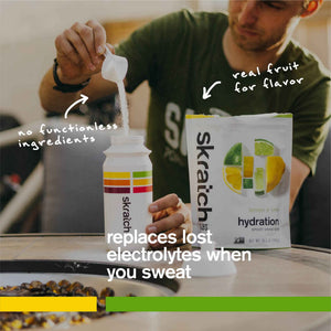 Skratch Labs Hydration Sports Drink Mix - Real‑Fruit Electrolyte Powder for Fast Hydration & Endurance - Lemon & Lime - 20 Servings - Vegan, Non‑GMO, Clean Ingredients