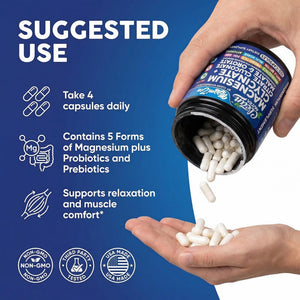 Clean Nutra Magnesium Glycinate Citrate Malate Orotate Taurate Supplement Complex + 10 Strain Probiotic Prebiotics FOS GOS Inulin Sleep Calm Support Apple Pectin – 120 Vegan Capsules Clean Nutraceuticals buy supplements Au