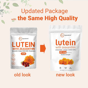 Micro Ingredients Lutein & Zeaxanthin 40mg Softgels, 240 Count, with Astaxanthin, Omega-3s, & Phospholipids - Eye + Vision Health Vitamins - Third Party Tested, Non-GMO, Gluten Free