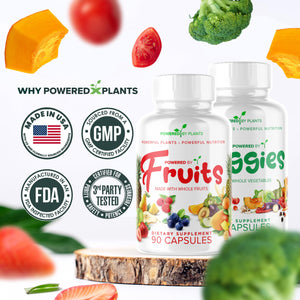 Daily Fruits and Veggies Supplement - 180 Capsules for 30 Days, Non GMO & Gluten Free Superfood with Natural Vitamins - Powered by Plants, 2-Pack POWERED X PLANTSBuy Supplements Australia