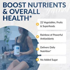 Equilife Daily Fruit & Vegetable Blend, Superfood Antioxidant Supplement, Crisp Apple Flavor with Vitamin C, Fiber, and 9 Essential Amino Acids, Supports Energy, Low Sugar, Vegan, 30 Servings Tub Equilife buy supplements Au