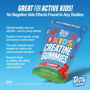 TASTY GAINS Kids & Teen Creatine Gummies with Vitamin B12 for Growth Support, Easy Chew Daily Supplement, Gummy Vitamins for Kids and Teens, Ages 5+ TASTY GAINSΒ buy supplements Au