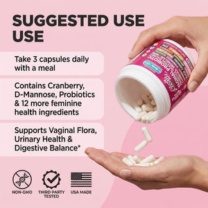 Clean Nutra Vaginal Probiotics for Women + Prebiotics Digestive Enzymes Bromelain Cranberry D Mannose Horsetail Black Cohosh Artichoke Hibiscus Flowers Probiotic for Digestive Health 90 Vegan Capsules Clean NutraceuticalsBuy Supplements Australia