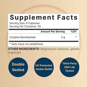 NatureBell Creatine Monohydrate Capsules 3,000mg Per Serving, 300 Count - Micronized, Unflavored Creatine Pills - Pre-Workout & Muscle Strength Support - Easy to Swallow, Filler-Free - 50 Servings