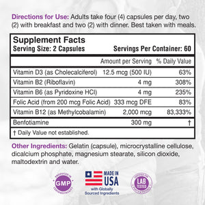 RHP Nerve Support Formula. Nutritional Support of Neuropathy, Nerve Relief from Aches, Nerve Pain & Discomfort. B-Complex with Benfotiamine and Methyl B12. 120 Capsules RHPBuy Supplements Australia