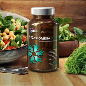 OmniBiotics Vegan Omega 3 DHA EPA Supplement - MD-Certified Prenatal Supplement with 8X More DHA Than Krill Oil, Fish-Free, Non-GMO - 60 Vegan Capsules