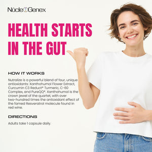 Nucleogenex - Nutralize - The Key to Supporting a Healthy Aging Process and Immune System - Potent Blend for Powerful Cell Protection - Xanthohumol, CurcuPrime, C-60 Complex, PureQQ - 30 Capsules NucleOGenex buy supplements Au