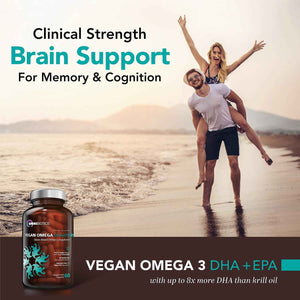 OmniBiotics Vegan Omega 3 DHA EPA Supplement - MD-Certified Prenatal Supplement with 8X More DHA Than Krill Oil, Fish-Free, Non-GMO - 60 Vegan Capsules