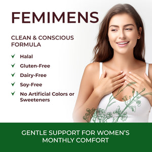 FEMIMENS – PMS Support Supplement for Women – PMS Relief for Women & Menstrual Cramp Relief – Hormonal Balance for Women – Chasteberry Vitex, Ashwagandha, Ginger, Fenugreek – 120 Vegan Capsules Ananta Medicare USABuy Supplements Australia